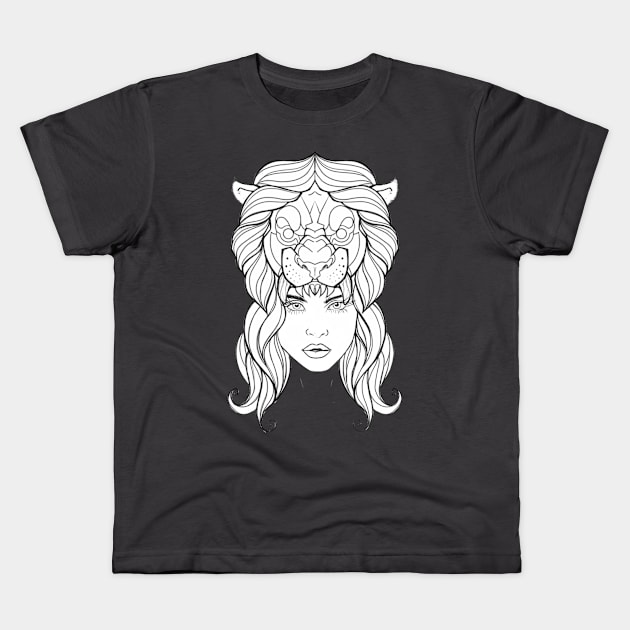 Lion girl Kids T-Shirt by trainwreck911